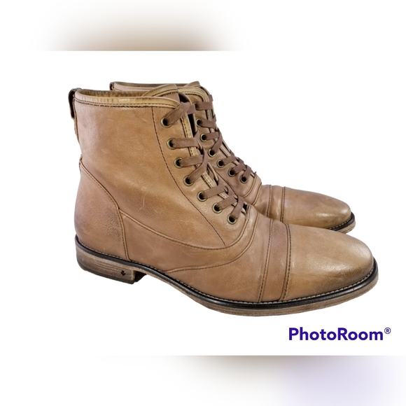 JOHN VARVATOS ITALIAN MEN CHUKKA CAPTOE BOOTS TAN LEATHER SIZE 9 EUC * main image 4